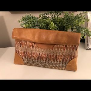 Real Leather (and Fabric) Clutch
